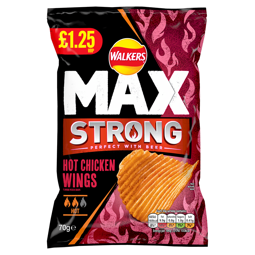 Walkers Max Strong Hot Chicken Wings 70g