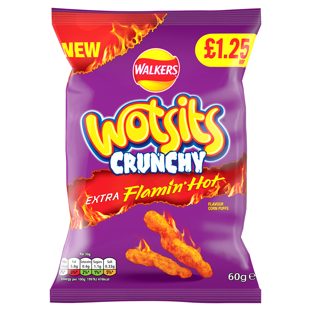 Wotsits Crunchy Extra Flamin’ Hot 60g PMP £1.25
