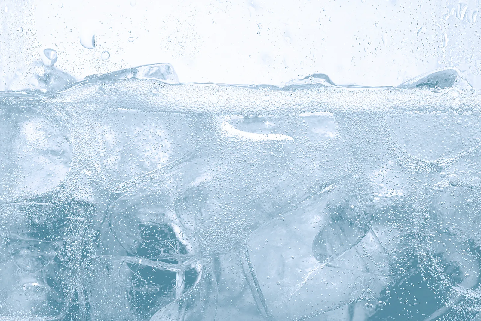Ice cubes in chilled sparkling water