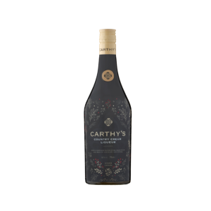 Bottle of Carthy's Country Cream, 70cl, with a cream liqueur label, featuring a scenic countryside illustration.