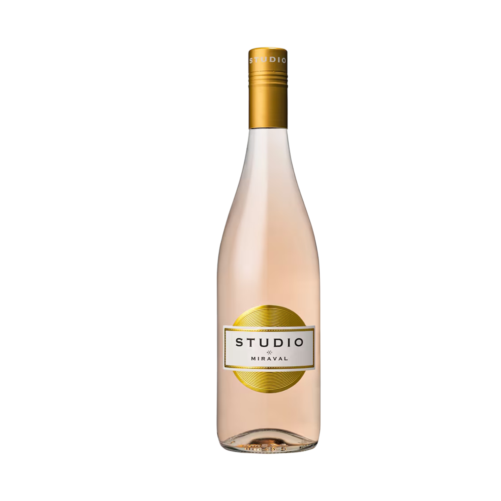 Miraval Studio rosé wine bottle, 75cl size, against a plain background